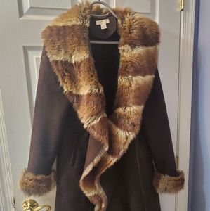 Faux fur long jacket